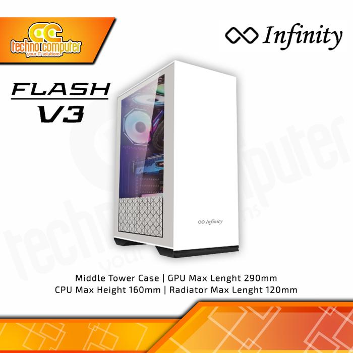 Gambar CASING INFINITY FLASH V3 WHITE Tempered Glass - ATX Case No Fan dari Techno Computer Bali Kota Denpasar Tokopedia