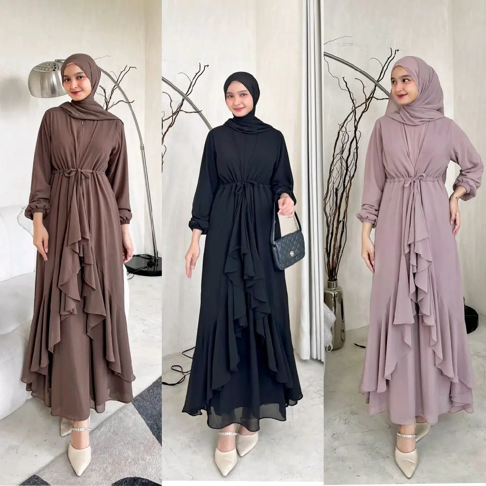 Nabila Dress Ceruti Ootd Hijab Seragam Lebaran Kondangan Simpel