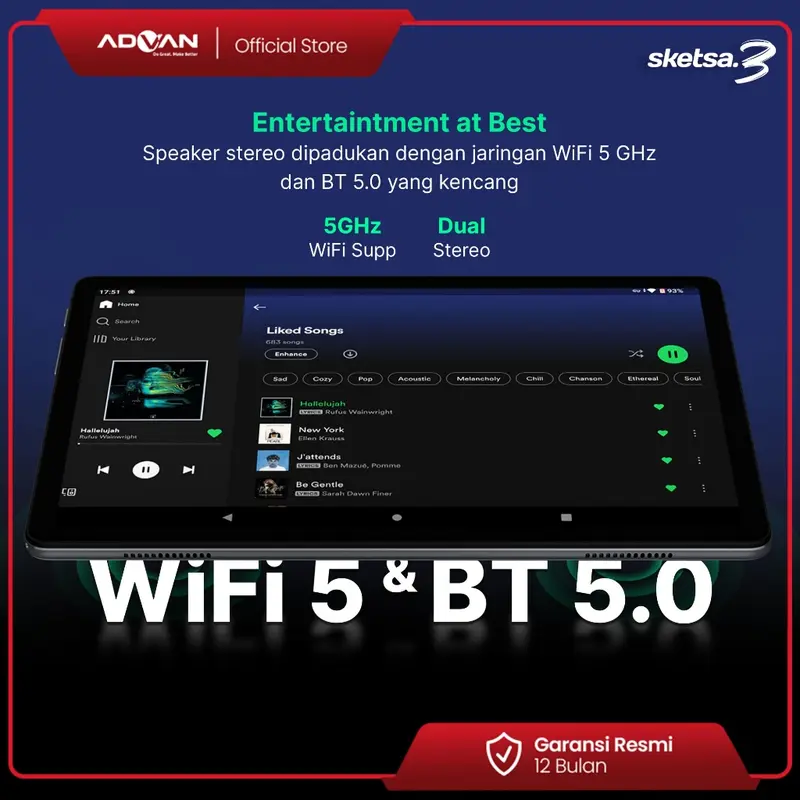 Advan Tab Sketsa 3 Layar 10.1” HD IPS 128GB+RAM 6GB Tiger T606 Android 13 Dual Sim Card Free Keyboard & Stylus Pen | Sketsa 3 Advan 8