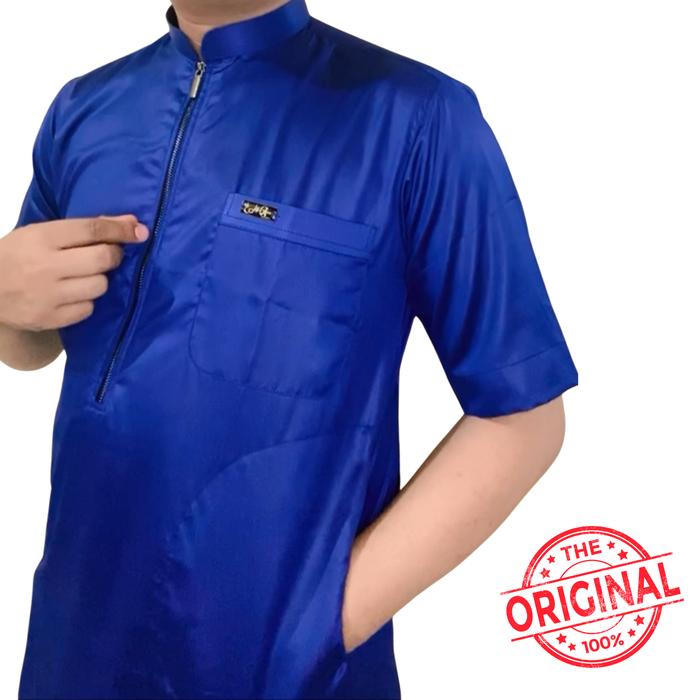 Gambar Baju koko semi kurta Navy Saudi Polyester Import lengan pendek resleting Besi nikel original / Baju Pria Muslim Elit, Mewah, Berkelas dan Berkualitas Alghin Exclusive 53 - XS dari alghin exclusive Kab. Banjar Tokopedia
