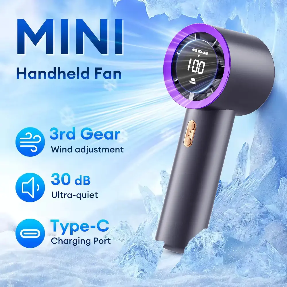 [Mudah Dibawa Kemana Saja][ ❄️     Angin Kencang Tanpa Bising! Kipas USB Isi Ulang, Buat Travel & Kantor! Dapat Digunakan Terus Menerus Selama 12 Jam ] Mini Portable Strong Wind 100 Gear USB Handheld Fan Digital Display Adjustable Turbo Kipas