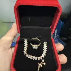 OS1-D147 Set Cincin & Gelang Wanita Cranberry Jewelry Premium Anti Luntur Anti Berubah Warna Garansi 1 Tahun Resmi Size Adjustable Kualitas Grade Terbaru Aksesoris Cincin Nikah Permata VVS1 Elegan COD