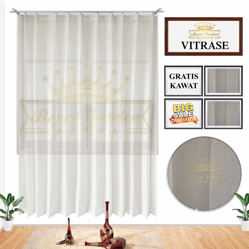 Vitrase Gorden Jendela Minimalis Vitras Polos Putih Plisket Daleman Hordeng Murah Vitrace Foil import Dekorasi Jaring Kawat 4