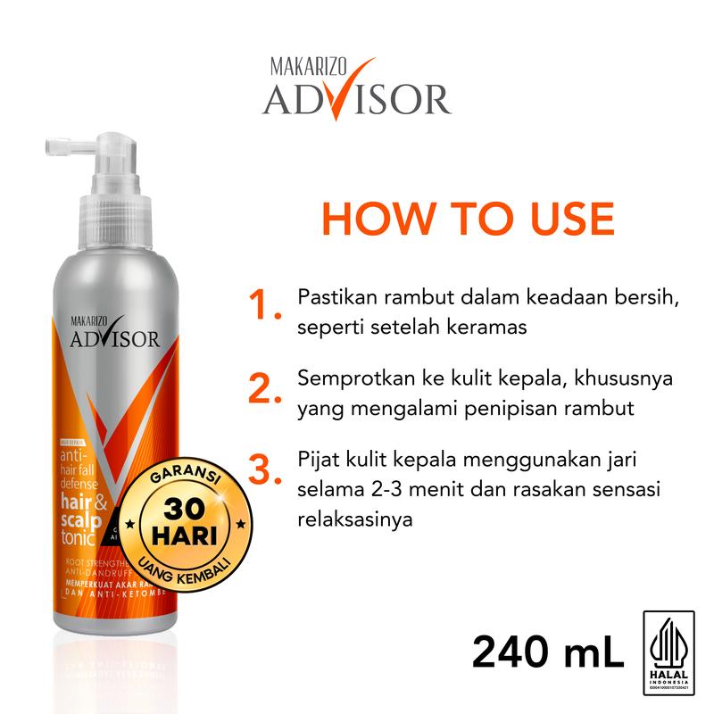 Makarizo Advisor Hair & Scalp Tonic 240mL - 2 in 1 Untuk Rambut Rontok dan Ketombe / Memperkuat Akar Rambut 2