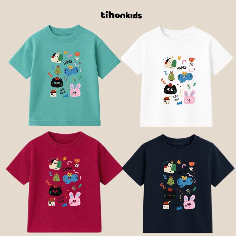 A05 TIHONKIDS - Áo Thun Trẻ Em In Hoạ Tiết Dễ Thương Cộc Tay Chất Cotton Mềm Mịn | Hình In Cực Xinh Form Rộng Thoải Mái | Bé 2 -10 Tuổi