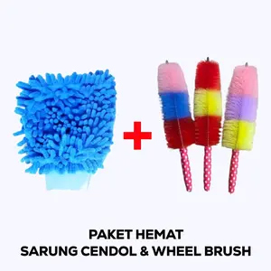 Paket Sarung Tangan Cendol & Sikat Bulu Halus Pembersih Wheel brush Cleaning