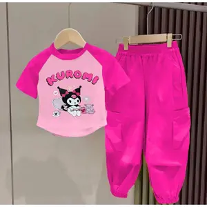 Setelan Baju Anak Perempuan Motif KUROMI Kaos Anak dan Celana Panjang Joger Usia 1-5 Tahun