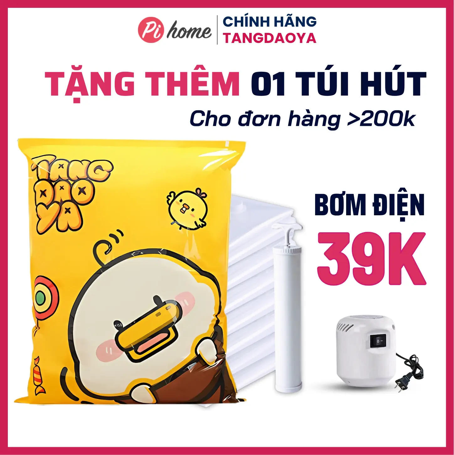 [Hoả tốc HN] Túi hút chân không Pihome đựng quần áo chăn gối tiết kiệm không gian vali, tủ đồ. Máy hút chân không quần áo