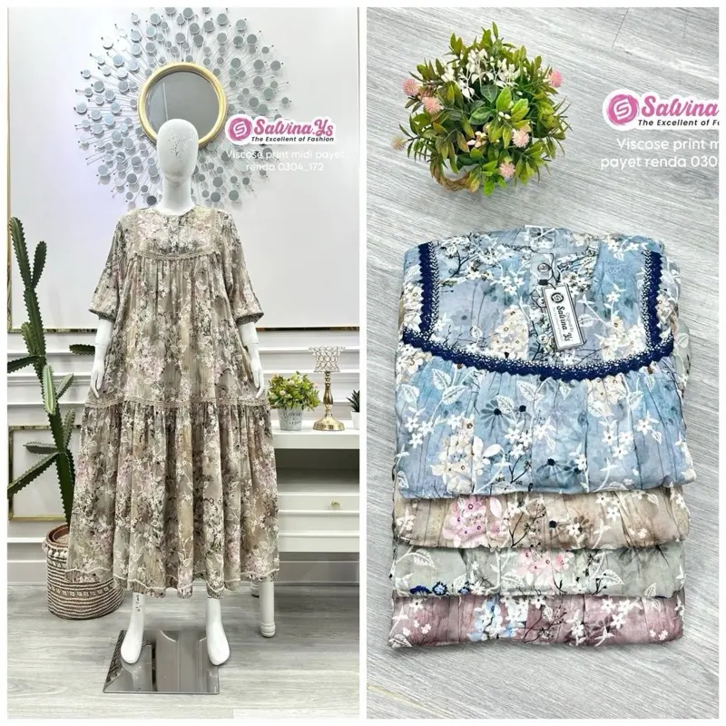 MIDDI SALVINA VISCOSE PRINT BORDIR (SASA) Wanita