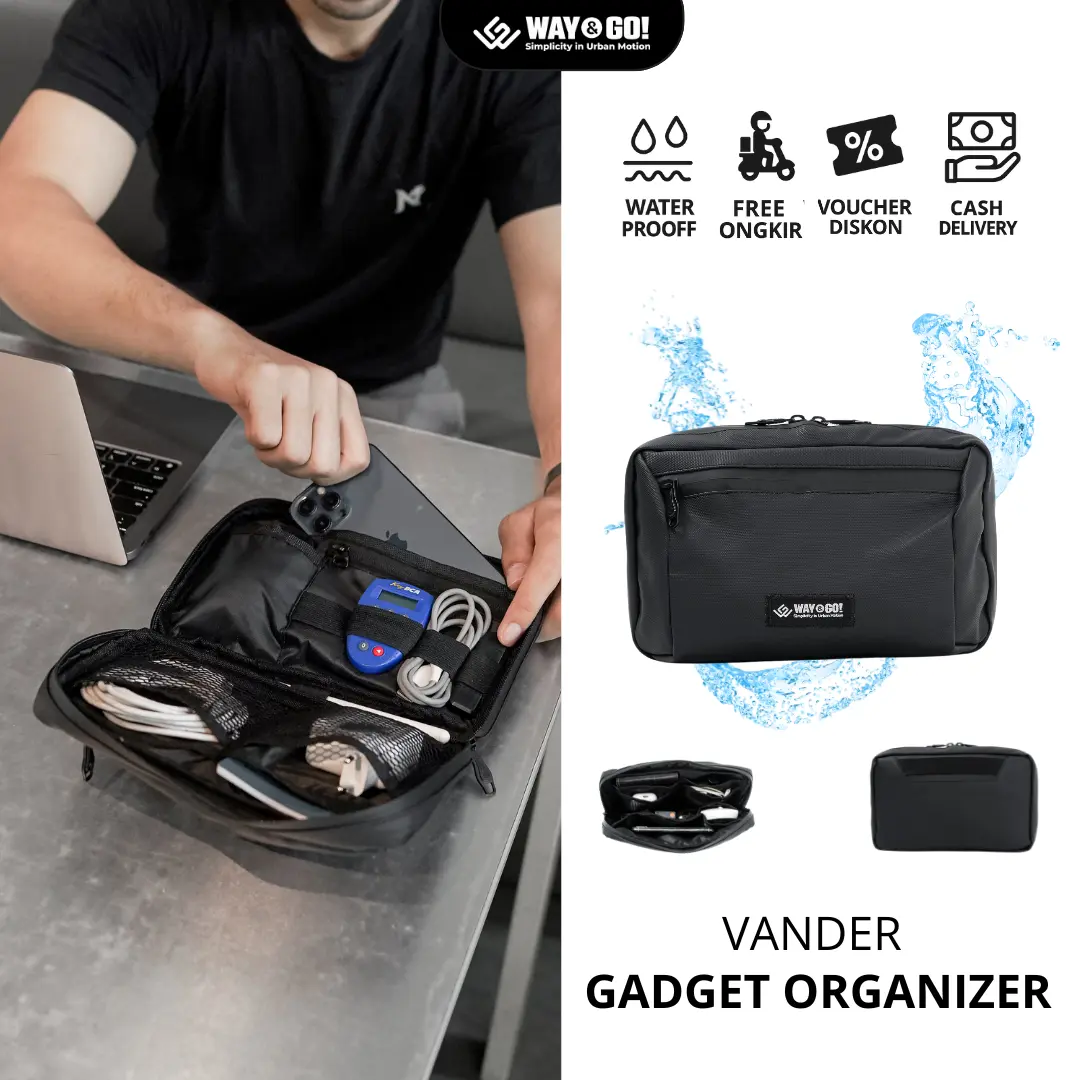 Way&Go! Vander Gadget Organizer Waterproof  Penyimpanan Tahan Air Gadget Case Kabel Cable Organizer