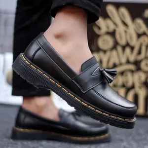Dokmart Sepatu Fashion Kulit Pria Terbaru Hitam Kerja Kantor Sekolah Flat Shoes Size 39-43 Pantofel Elegan