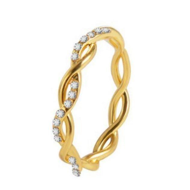 Cincin Fuji Love Ring Desain Korea Bunga Antikarat Wanita Simple Sterling Silver Perhiasan Elegan Alloy Mata Berlian Imitasi Fashion Emas Gold Women. B-06 3