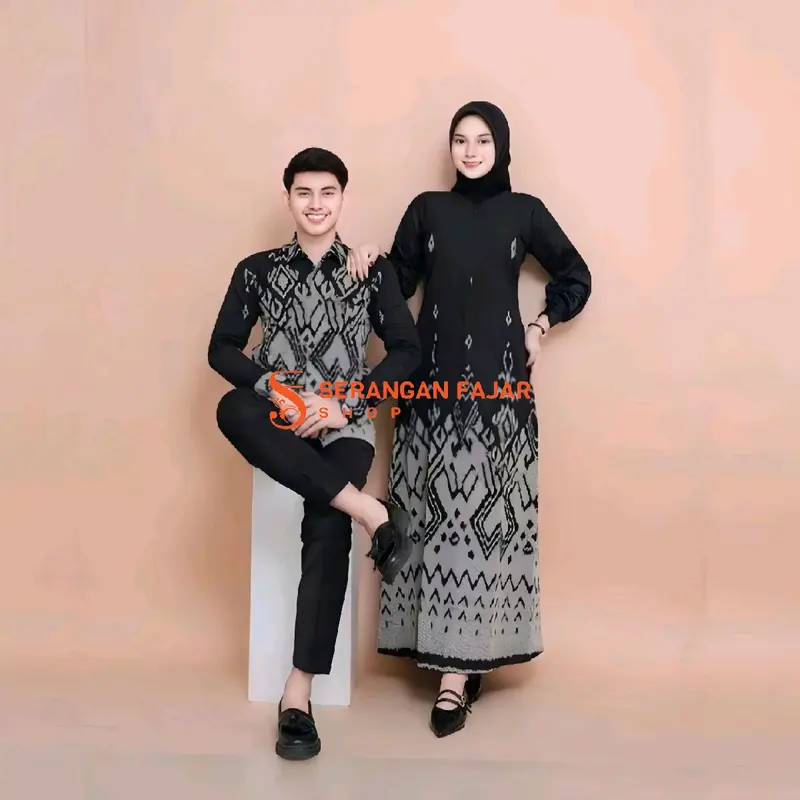 SET COUPLE TENUN DRESS RUBY BLACK / Baju Couple Pasangan Kondangan/ Dress / Kemeja / Couple Keluarga / Baju Couple Prewedding 3