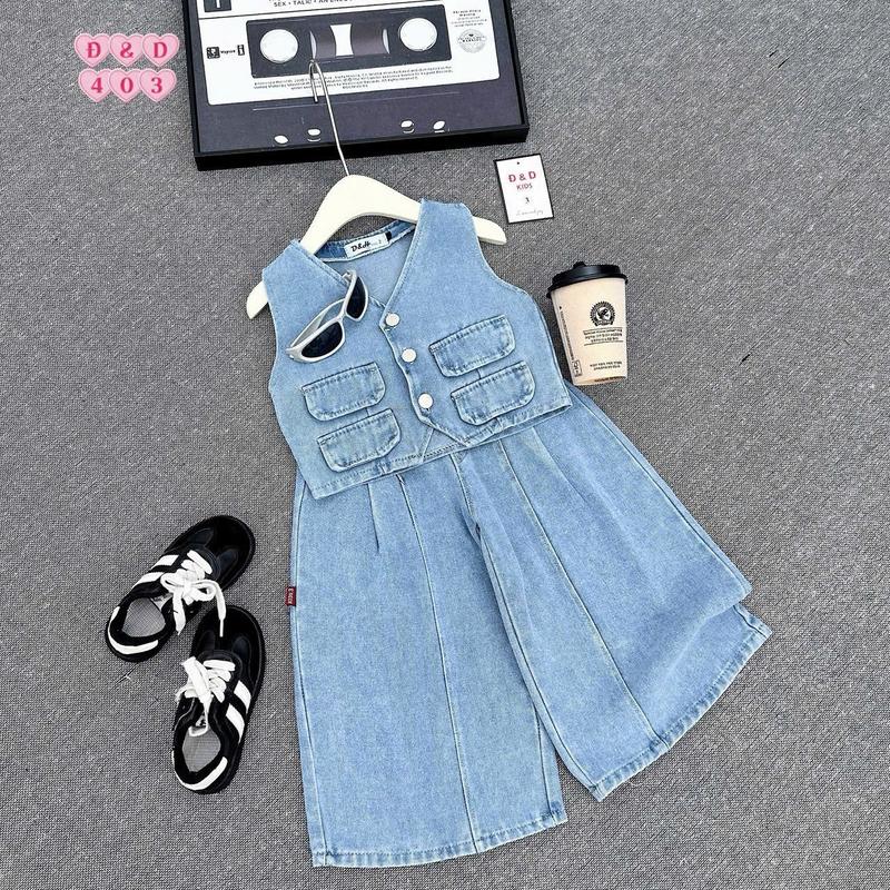 [MeoKids] D93 - Set Bộ Áo Ghi Lê Phối Quần Suông Ống Rộng Phong Cách