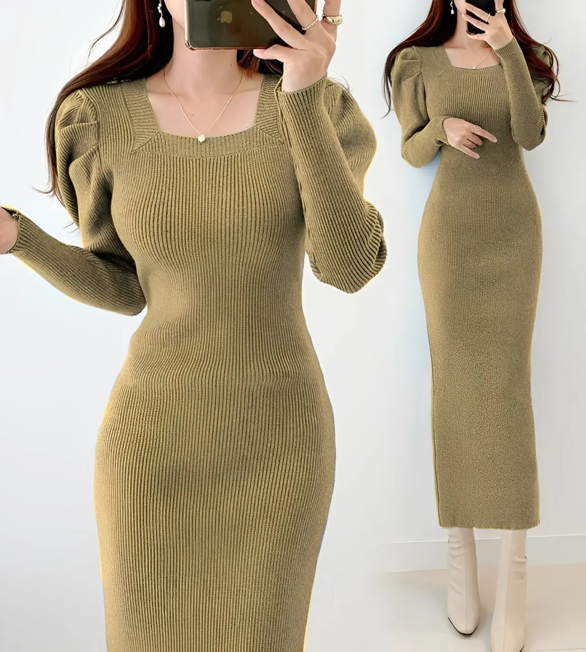MS Dress Rajut Hebe Ld 90 - 100 cm P 110 cm B 300 gr Cotton Polyester #4416