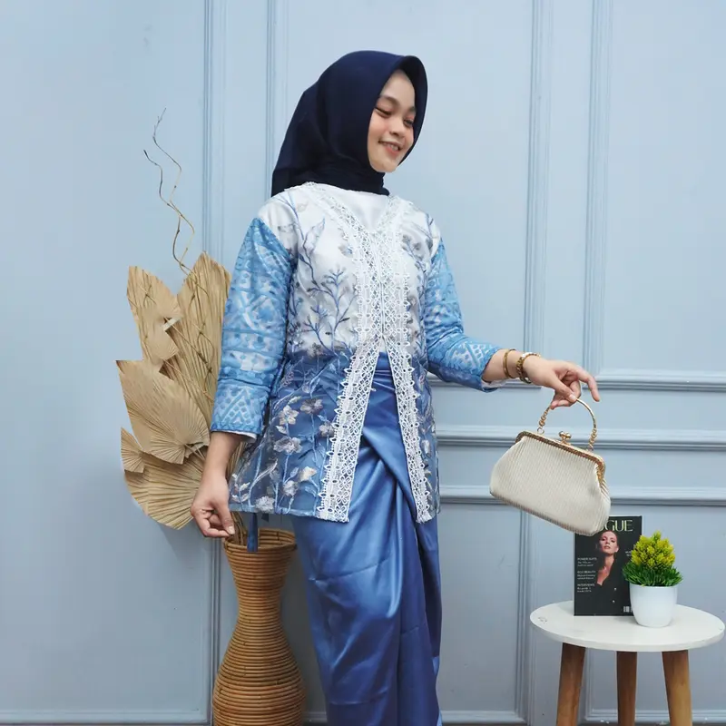 Ahzem - Setelan One Set Zafira Outer Brokat Gardenia Rok Lilit Set Lamaran Wisuda Bridesmaid Kondangan 2