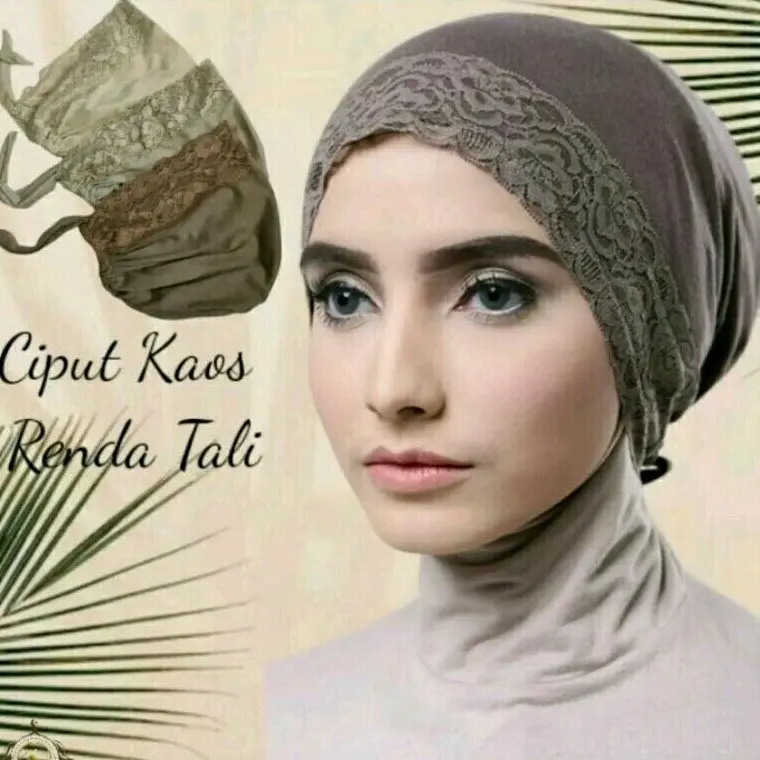 Ciput Renda Tali Bahan Kaos / Inner Kombinasi Renda / Ciput Ikat Belakang / Mix Borkat Renda Dalaman Jilbab