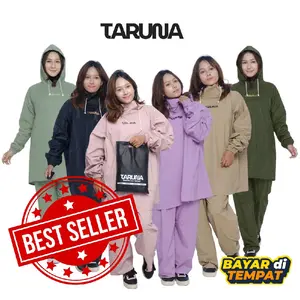 TARUNA Jas Hujan Hoodie Pria Wanita Anti Rembes Murah Berkualitas Bahan 100% PVC Premium Original Tebal Elastis Tahan Lama Tanpa Resleting Kancing Desain Simple Praktis
