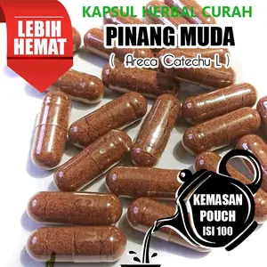 KAPSUL HERBAL BUAH PINANG MUDA MUDA KEMASAN POUCH ISI 100