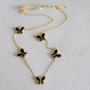 Kalung Titanium Wanita Liontin Kupu Kupu 5 Fashion Wanita Terlaris Anti Karat