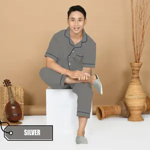 Nyenyak Piyama Dewasa Pria CP ( Size L ) Katun Sintetis / Setelan Baju Tidur Polos Cowok