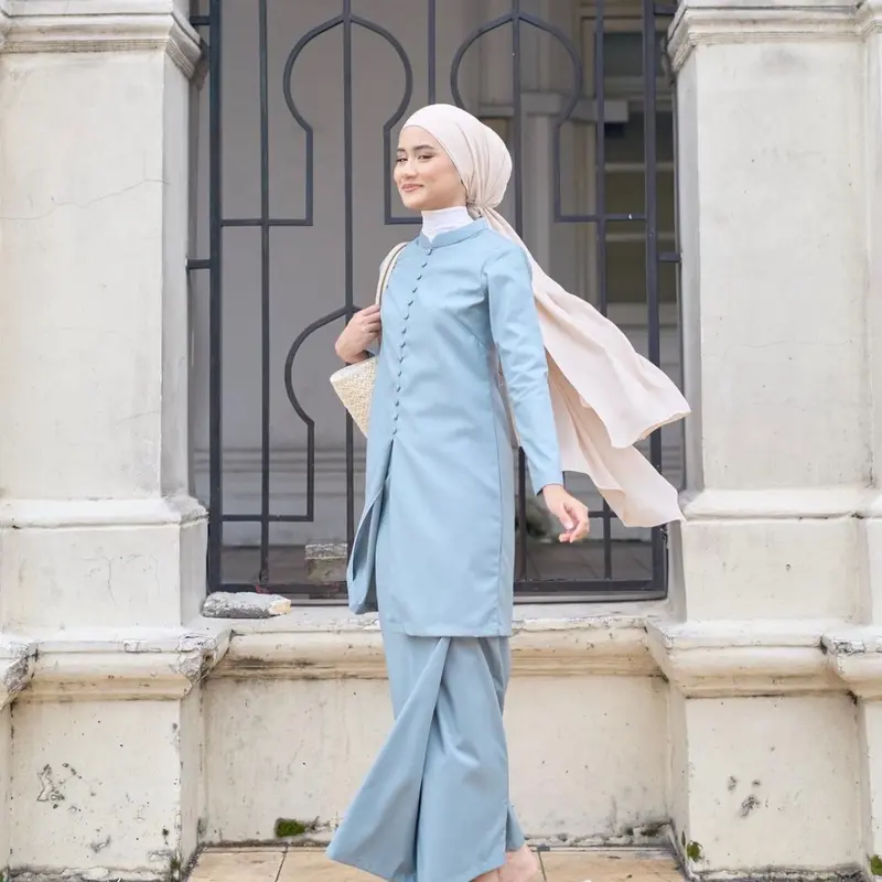 Ameera kurung melayu premium terbaru baju kurung melayu simple mewah Satin Muslim Kancing Panjang 1
