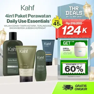 [SPECIAL SUPER BRAND DAY! KAHF BUNDLE 4IN1 PAKET PERAWATAN DAILY USE ESSENTIALS] Paket Personal Care (Face Wash + Sunscreen Moisturizer + Body Wash + Deodorant) - Wajah Cerah Tanpa Ketarik, Badan Bersih, & Bebas Keringat - Suitable for Daily Use