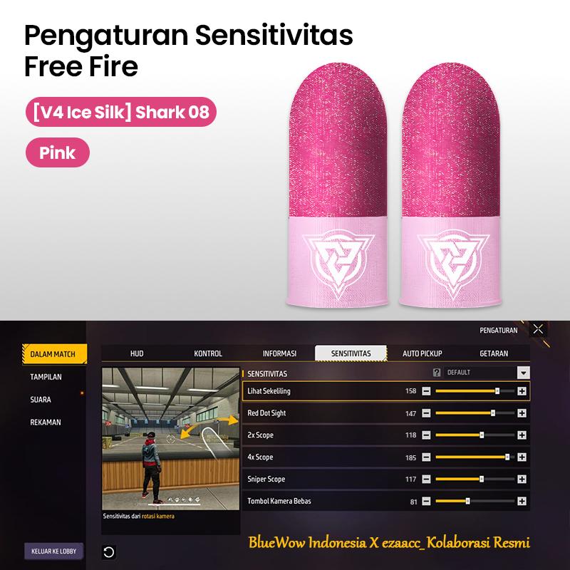 ‌BlueWow V4 Ice SilkFinger Sleeve/Pro Lengan Jari- Putih Sarung Jari Gaming Generasi Baru - Material Ice Silk/Shark Gaming-Material Nanofiber Premium | High Sensitivity & No Miss Touch | Anti-Sweat + Screen Safe untuk Garena/PUBG/MLBB