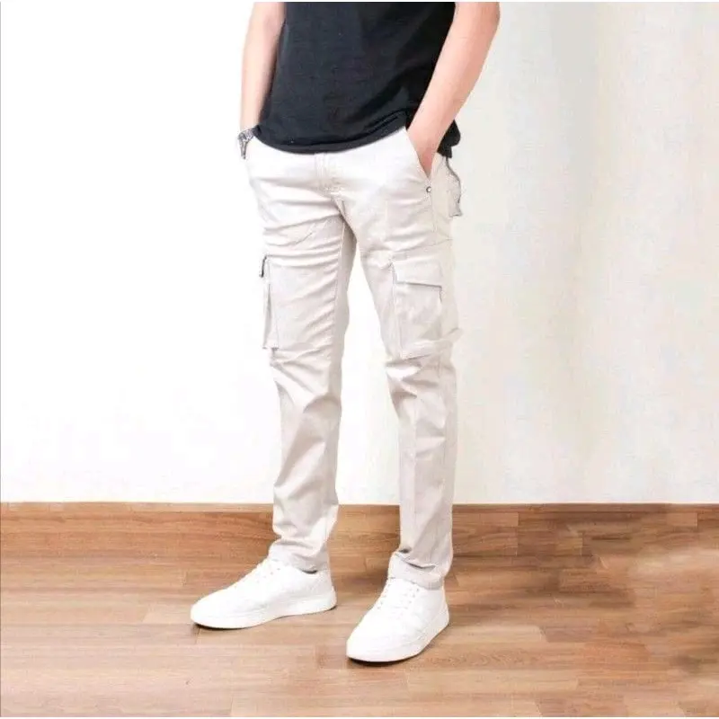 PAKET HEMAT ISI 3 PCS CELANA CARGO PANJANG PRIA DEWASA PINGGANG KARET SIZE 27-33 PREMIUM SLIMFIT NYAMAN Katun Formal Casual Distro Hitam Stretch 4