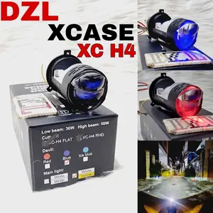Lampu utama depan biled xcase xc h4 blue lens premium devil kipas projector mini 50 watt putih kuning xc-h4 x case