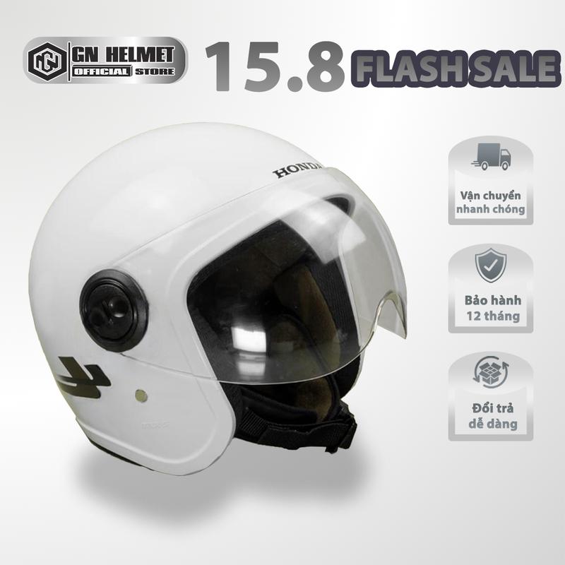 MŨ BẢO HIỂM HONDA 3/4 CHÍNH HÃNG TRẮNG BÓNG CÓ TEM [ mũ Honda có kính nguyên hộp ]