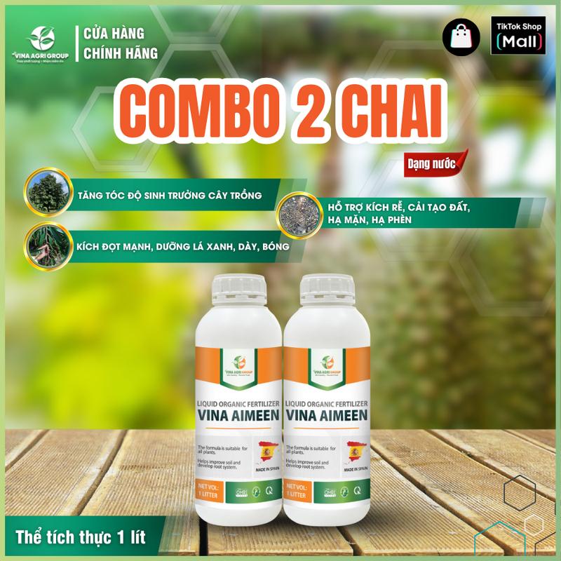 COMBO 2 CHAI VINA AIMEEN (1 LÍT) - Đâm chồi cực mạnh - Xanh lá - Dày lá - Bóng lá - Kích thích ra hoa - Hạn chế nghẹn bông - Mập bông  - Xanh gai - Lớn trái - Giải độc Paclo, Mặn, Phèn