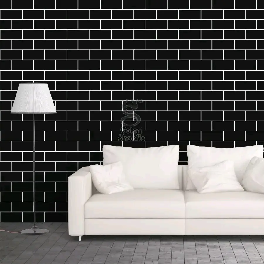 Wallpaper Dinding Bata Hitam Ukuran 45 cm x 8 meter Kertas