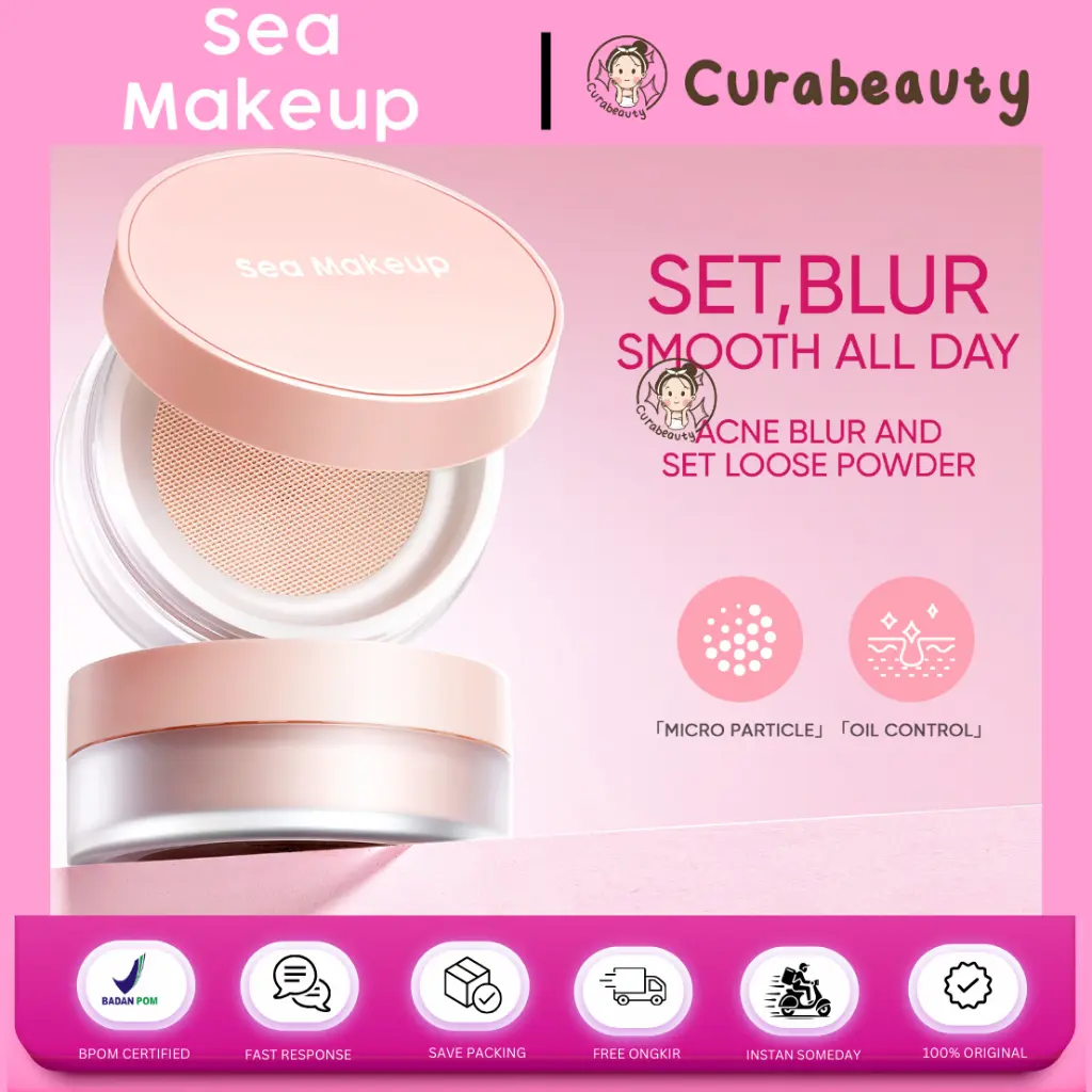 CURABEAUTY MANADO SEA MAKEUP ACNE BLUR & SET LOOSE POWDER - BEDAK TABUR