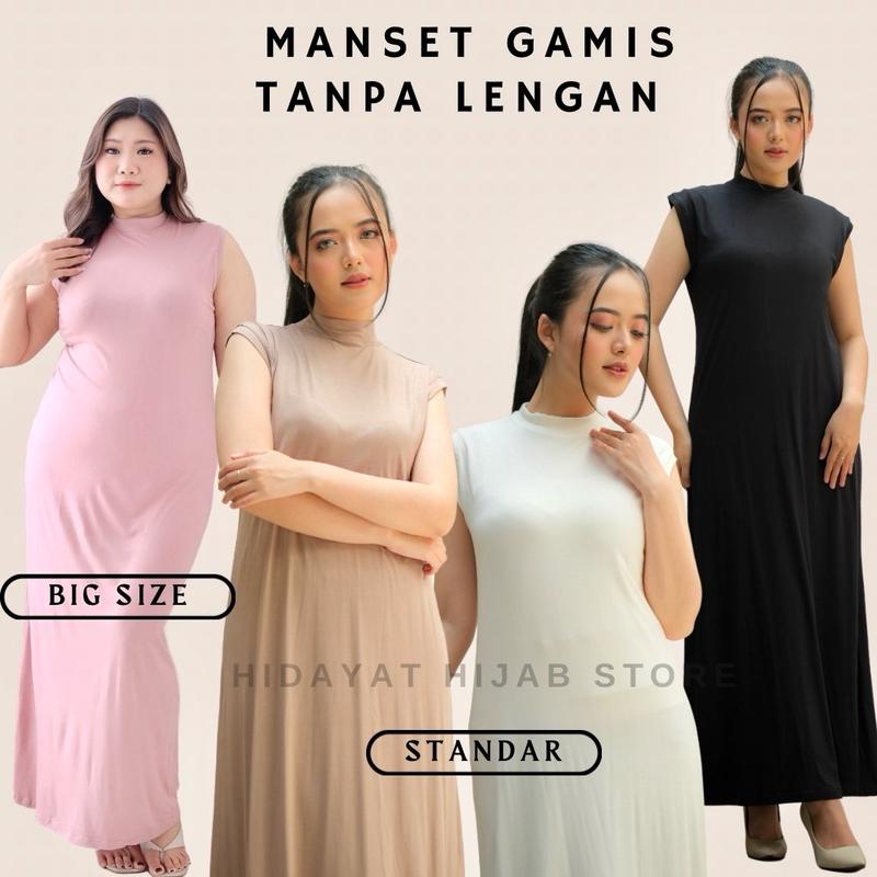 Manset Dress Buntung Kaos/Gamis Tanpa Lengan Kaos Rayon Baju Fit Panjang Melar Standar 0