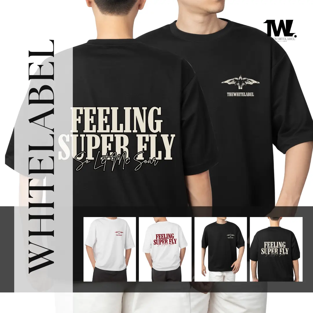 300GSM Premium Oversized FEELING SUPERFLY BW20 T-shirt 100% Cotton Premium Quality TheWhitelabel - BW20