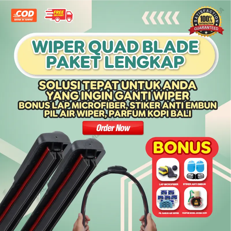[BONUS 4] Wiper 4 Lapis Karet Wiper Quad Isi 2 Pcs Kanan Kiri Cocok Untuk Semua Tipe Mobil - Bergaransi Pembelian - Wiper Mobil Quad 4 Lapis Karet Universal 5