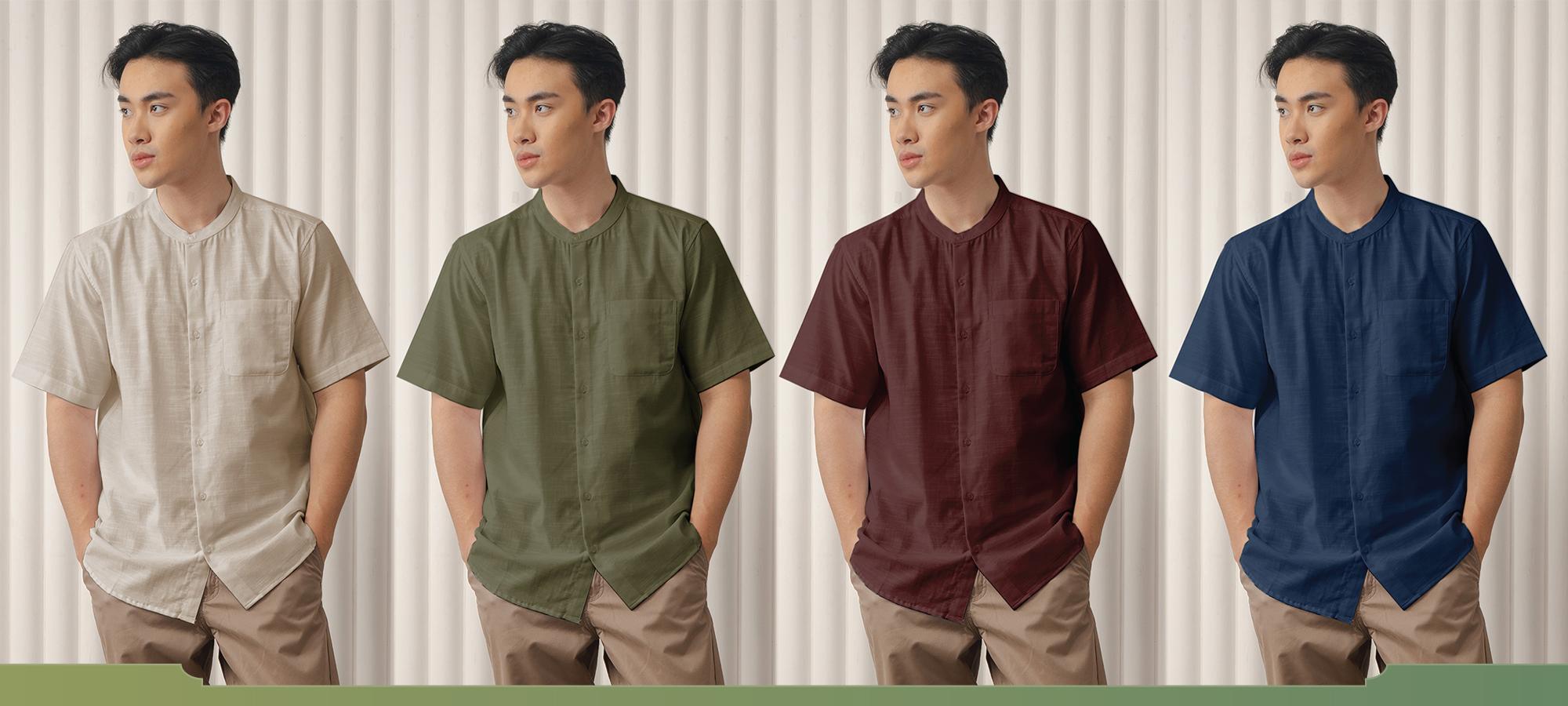 M231 Kemeja Pria Koko Shanghai Polos Pendek 1336