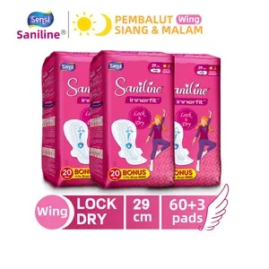 [3 PACK] Sensi Saniline – Pembalut & Pantyliner Wanita Super Tipis | Cepat Kering, Daya Serap Tinggi, Anti Bocor | Paket Hemat Siang & Malam