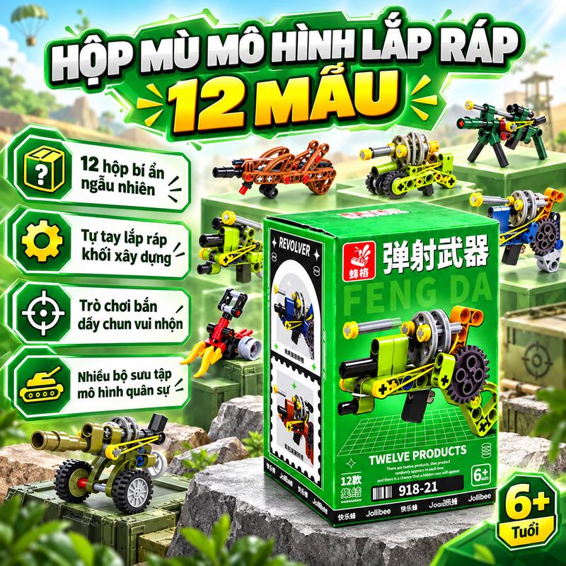 COD Đồ chơi hộp mù mô hình vũ khí lắp ghép bộ đồ chơi xếp hình quân sự mini 12 kiểu sưu tầm ngẫu nhiên mỗi hộp một mẫu có hướng dẫn lắp ráp chất liệu nhựa ABS thiết kế rất nhỏ gọn mô hình trang trí bàn học rèn sự tập trung đồ chơi DIY cho trẻ từ 6 tuổi