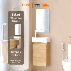 Cubic Set Wastafel Kabinet & Cermin Gantung Kamar Mandi - LAGUNA CW 50 J