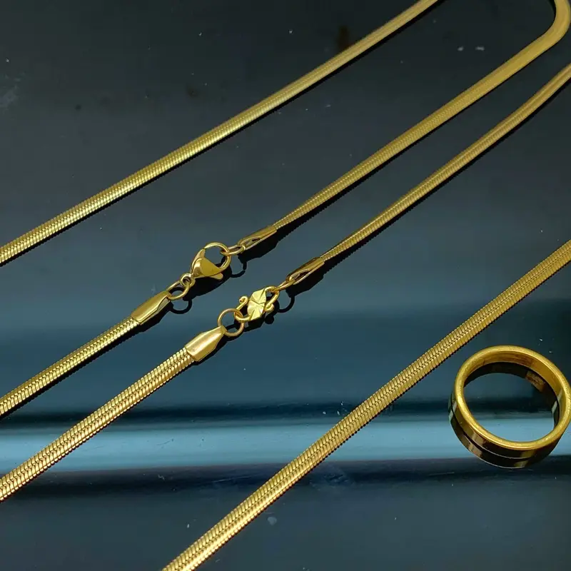 Kalung Titanium Motif Belut Pipih Untuk Pria dan Wanita 1
