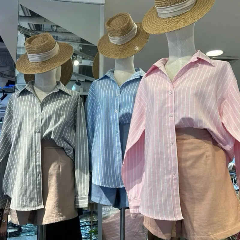 Cotton Stripe Blouse Baggy