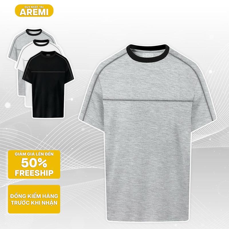 Sản phẩm mới Áo thun phối viền nam AREMI chất vải tổ ong cao cấp thoáng mát thiết kế đơn giản trẻ trung hiện đại