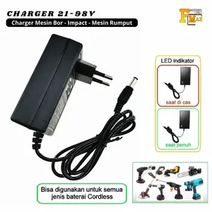 Charger Mesin Bor Gerinda Baterai 21V - 48V Adaptor Impact Wrench Universal