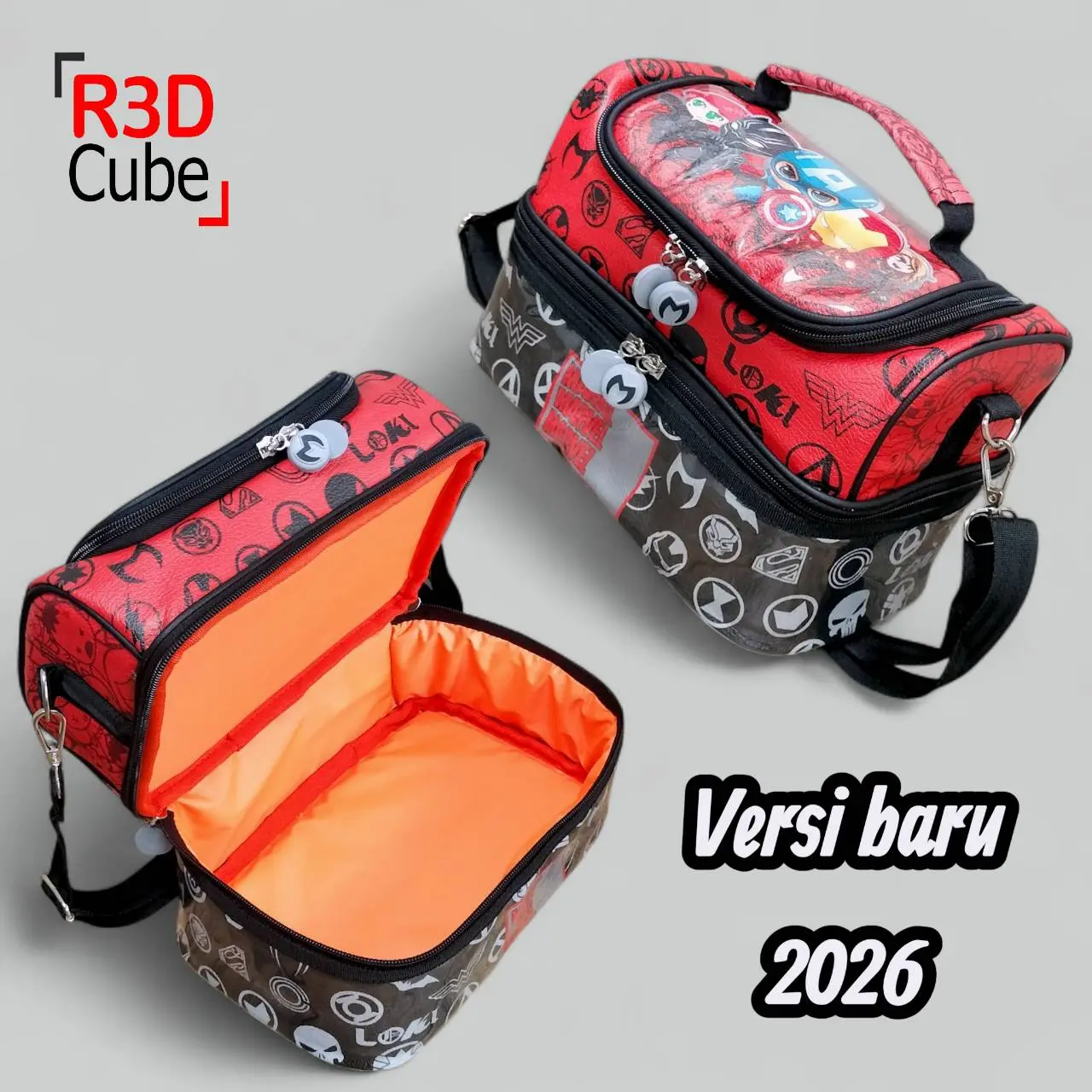 MONOBE Lunch Bag Karakter 2 Susun Muat Banyak & Anti Ribet Tas Bekal Unik Motif Karakter - Ukuran 26x15x17 cm Cocok untuk Sekolah Tas Bekal 2 Susun Motif Karakter Desain Unik dan Efisien