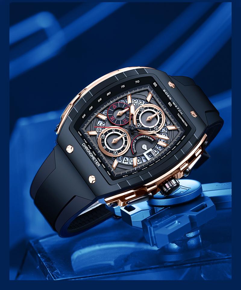 Product Introduction of 【003Harga telah diganti, cepat beli】BIDEN Jam Tangan Pria Anti Air Olahraga Multifungsi Tali Silikon Pria Jam Tangan Cowok Original YNR028 12
