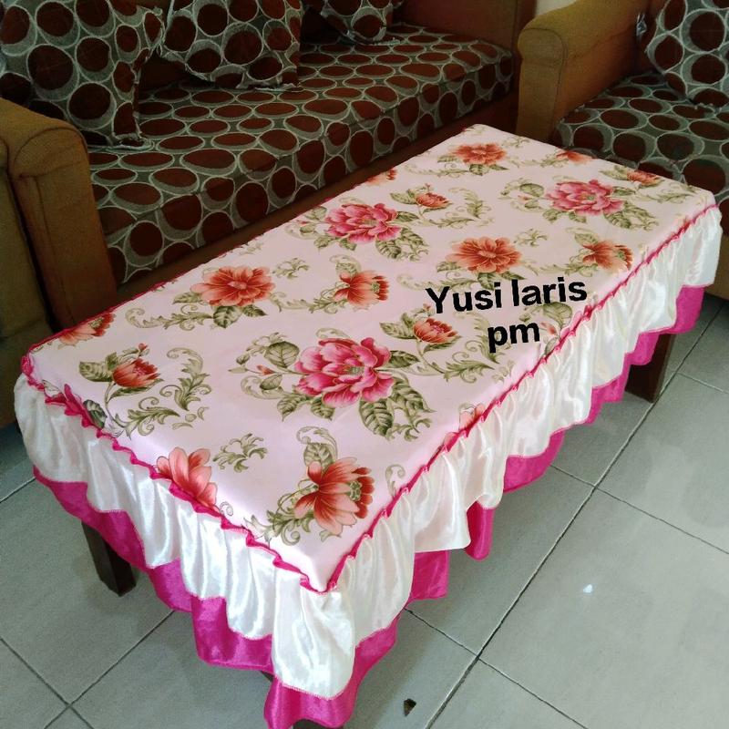 taplak meja ukuran 120x60 , taplak meja besar ,, taplak meja besar rumbai 1
