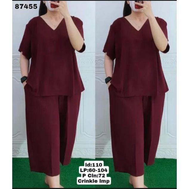 Product Introduction of Setelan Andin Crinkle Terbaru Jumbo Wanita Airflow - Baju Celana Airflow 22