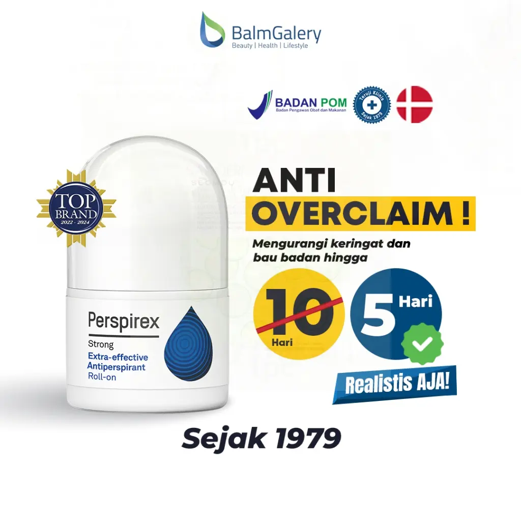 Perspirex Antiperspirant Original 20ml Roll On - Deodoran Ketiak Mengurangi Keringat dan Bau Badan 3-5 Hari Deodorant